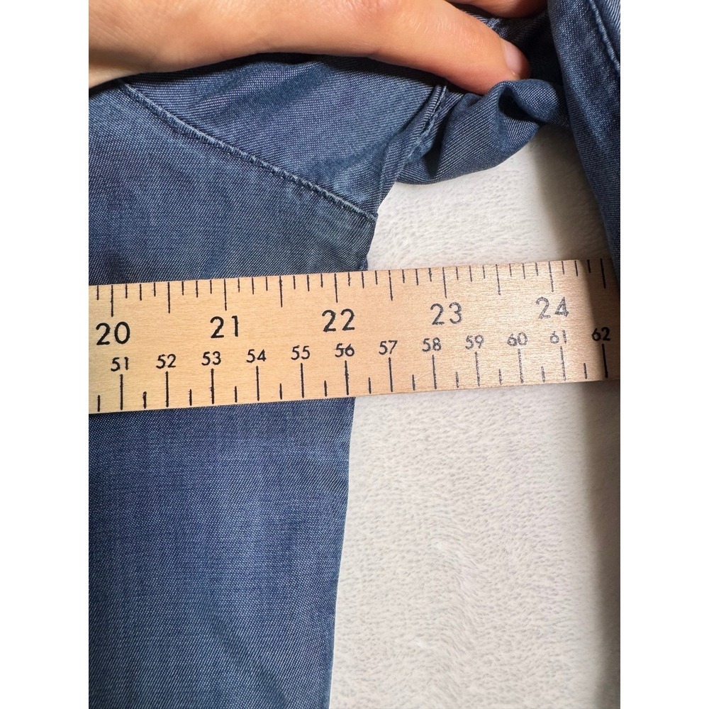Tommy Bahama Blue Tencel Lyocell Button Up Tunic Shirt Dress Raw Hem Women XL - Picture 4 of 6